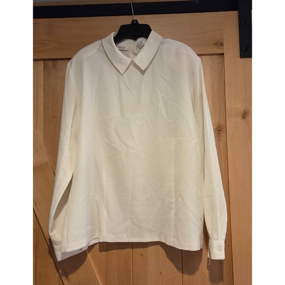 VTG Chaus Secretary Top Womens Sz 16 Polyester Collared Old Money Button Neck - Picture 1 of 16
